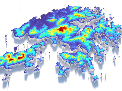 Hong Kong terrain map 3D Model
