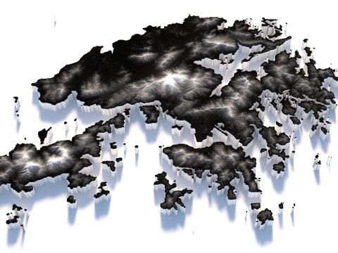 Hong Kong terrain map 3D Модель