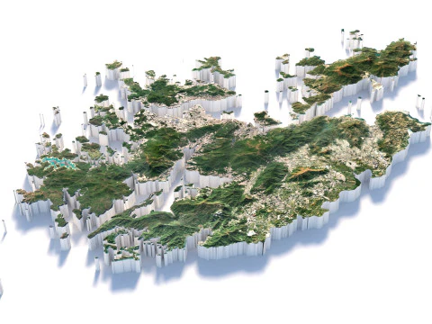 Hong Kong terrain map 3D Model