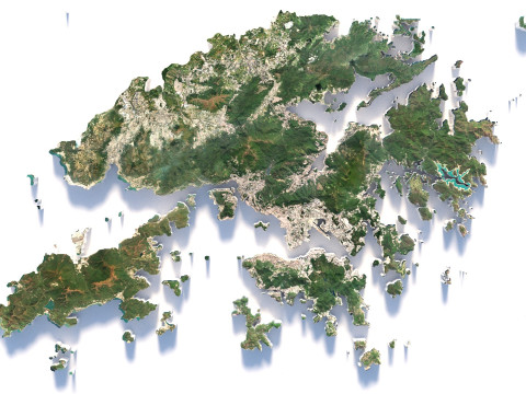 Hong Kong terrain map 3D Модель