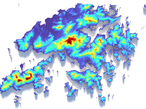 Hong Kong terrain map 3D Модель