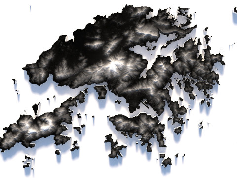 Hong Kong terrain map 3D Модель