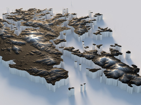 Hong Kong terrain map 3D Модель
