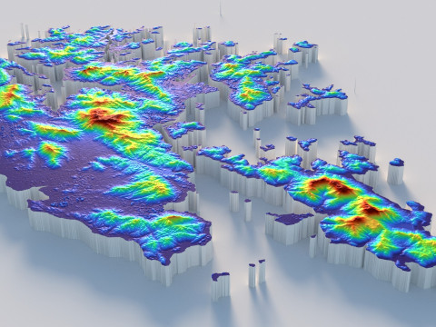 Hong Kong terrain map 3D Модель