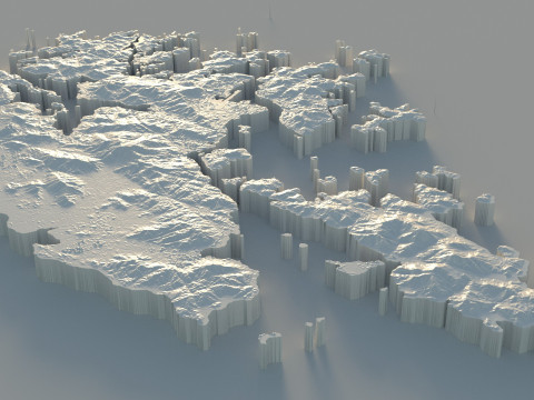 Hong Kong terrain map 3D Модель