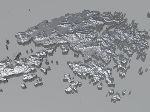Hong Kong terrain map 3D Модель