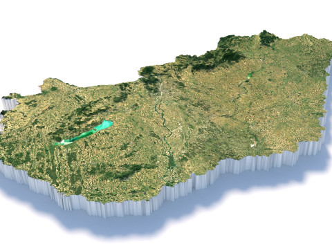 Hungary Magyarorszag Terrain Map Modèle 3D