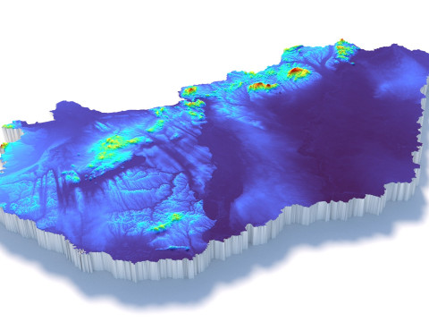 Hungary Magyarorszag Terrain Map Modèle 3D