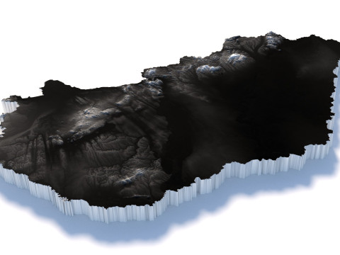 Hungary Magyarorszag Terrain Map Modèle 3D