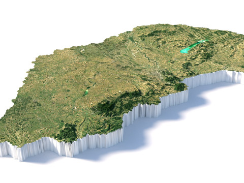 Hungary Magyarorszag Terrain Map Modèle 3D