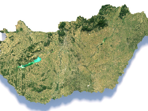 Hungary Magyarorszag Terrain Map Modèle 3D