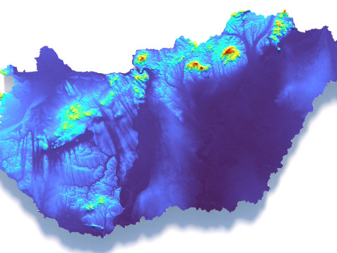 Hungary Magyarorszag Terrain Map Modèle 3D