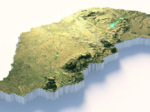 Hungary Magyarorszag Terrain Map Modèle 3D