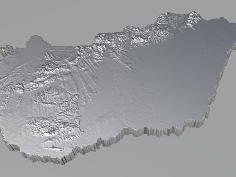 Hungary Magyarorszag Terrain Map Modèle 3D