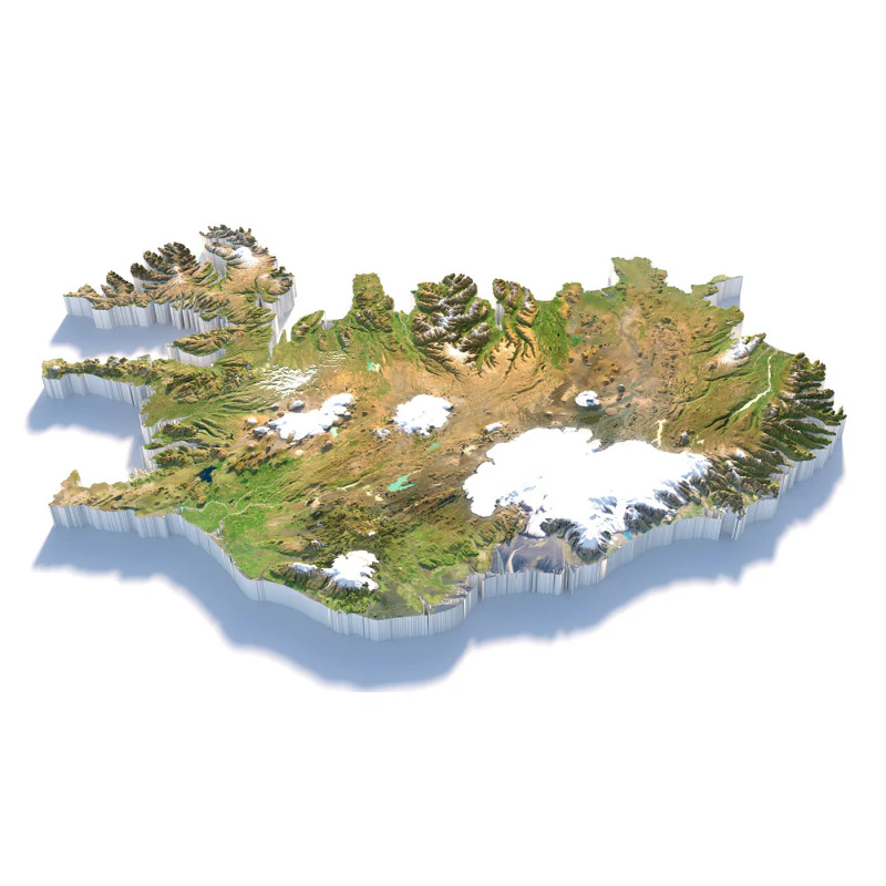 Iceland Terrain Map 3D Model .c4d .max .obj .3ds .fbx .stl .blend 