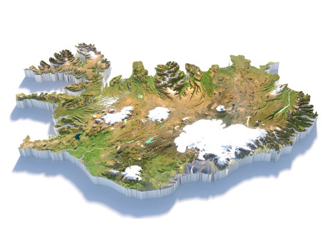 Iceland Terrain Map Model 3D