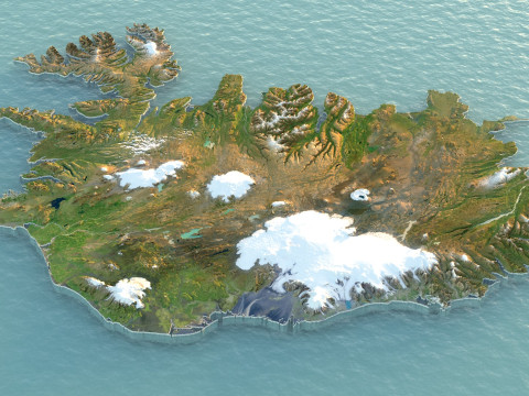 Iceland Terrain Map 3D Model
