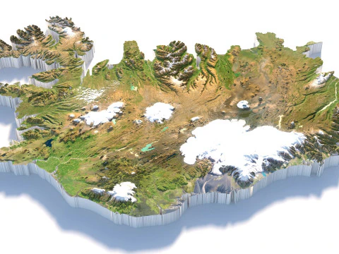 Iceland Terrain Map 3D Model
