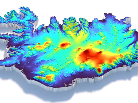 Iceland Terrain Map 3D Model
