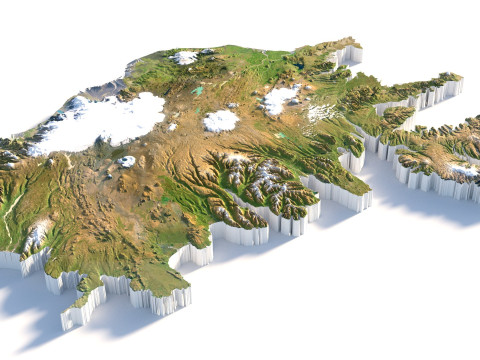 Iceland Terrain Map 3D Model