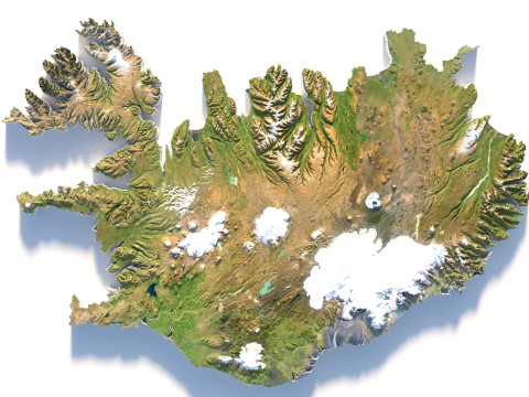Iceland Terrain Map 3D Model