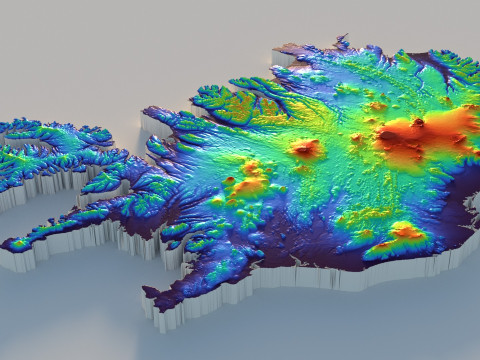 Iceland Terrain Map 3D Model
