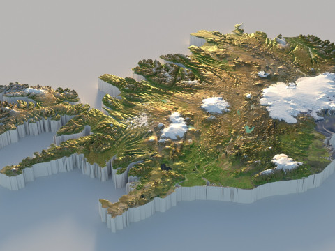 Iceland Terrain Map 3D Model