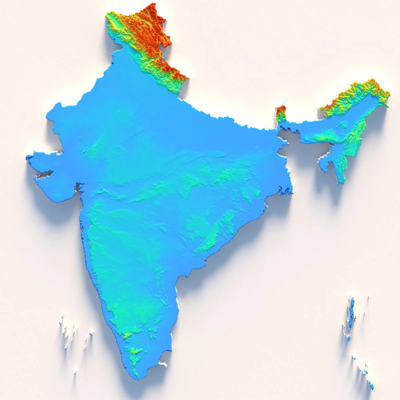 India Terrain Map 3D Model .c4d .max .obj .3ds .fbx .stl .blend 