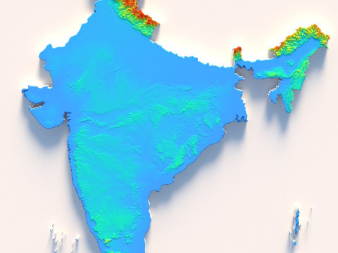 India Terrain Map 3D-Modell