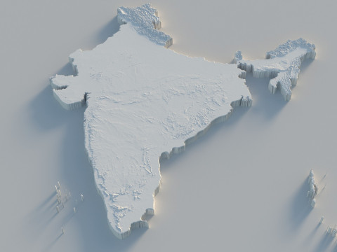 India Terrain Map Modello 3D
