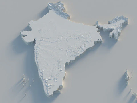 India Terrain Map 3D Model
