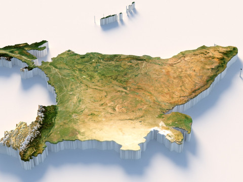 India Terrain Map Modello 3D