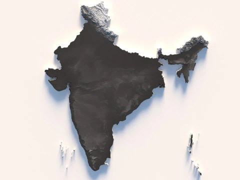India Terrain Map 3D Model