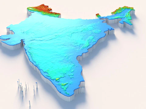 India Terrain Map 3D Model