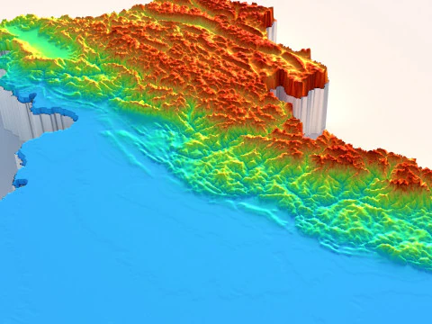 India Terrain Map 3D Model