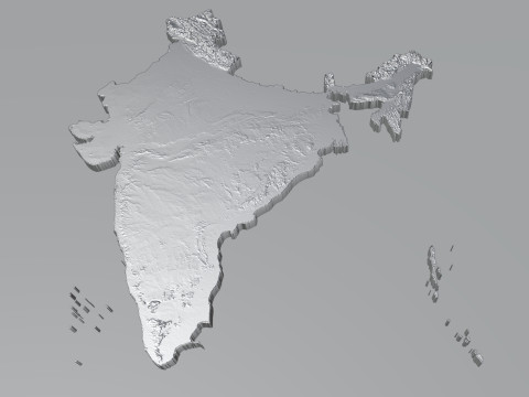 India Terrain Map Modello 3D