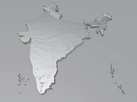 India Terrain Map 3D Model