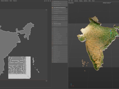 India Terrain Map Modello 3D