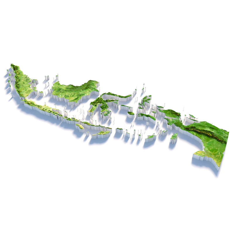 Indonesia Terrain Map 3D Model .c4d .max .obj .3ds .fbx .stl .blend