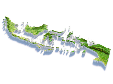 Indonesia Terrain Map 3Dモデル