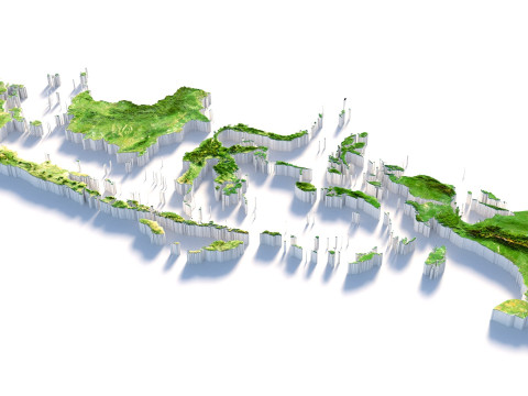 Indonesia Terrain Map Modèle 3D