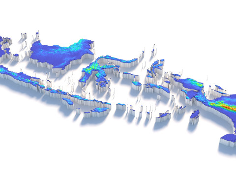 Indonesia Terrain Map Modèle 3D