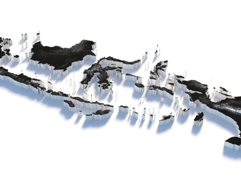 Indonesia Terrain Map 3D Model