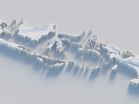Indonesia Terrain Map Modèle 3D
