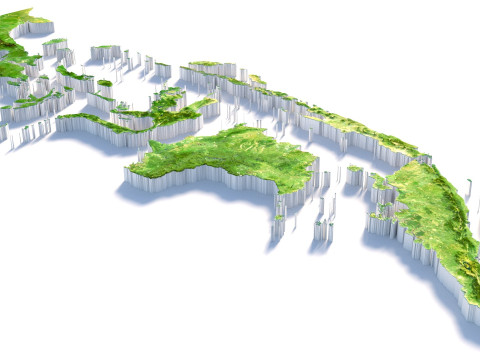 Indonesia Terrain Map Modèle 3D