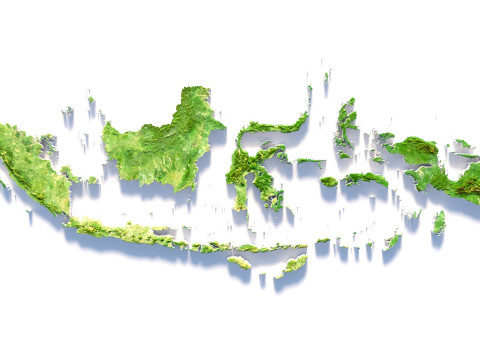 Indonesia Terrain Map Modèle 3D