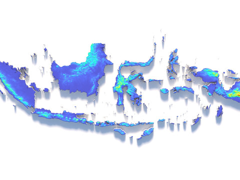 Indonesia Terrain Map Modèle 3D