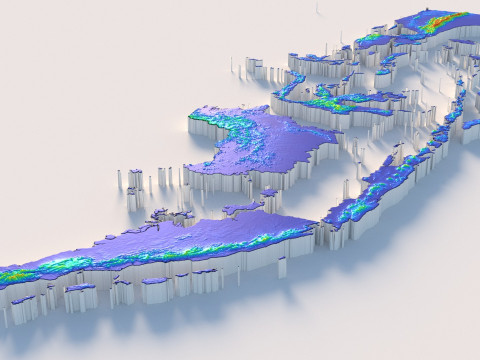 Indonesia Terrain Map Modèle 3D
