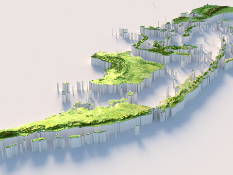 Indonesia Terrain Map Modèle 3D