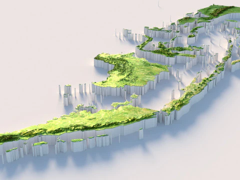 Indonesia Terrain Map 3D Model
